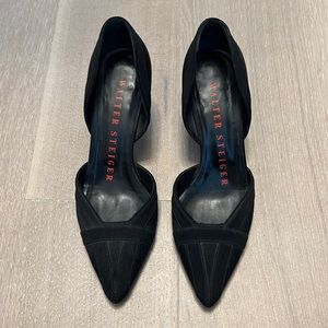 Walter Steiger black satin pump heels size 38